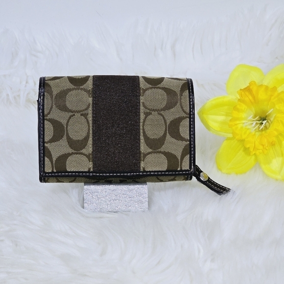 Coach Signature Print & Leather Wallet - Picture 1 of 17